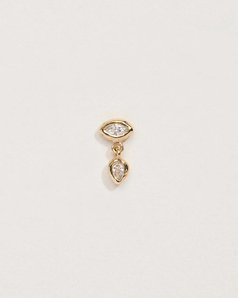 Marquise Raindrop Stud by Pamela Love – Piercing in #product_material# (#product_color#). 