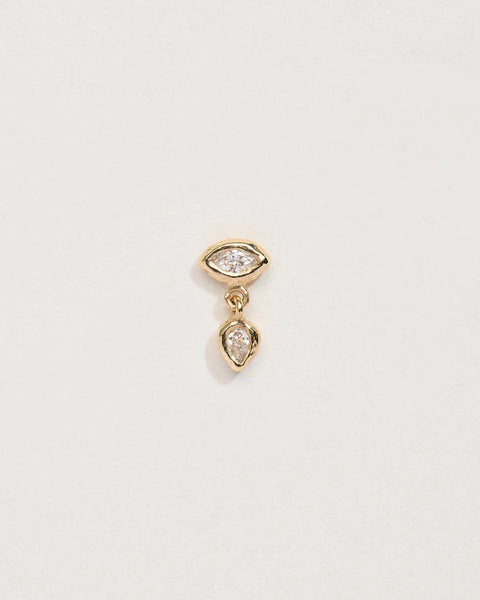 Marquise Raindrop Stud by Pamela Love – Piercing in #product_material# (#product_color#).  marquise-pear-drop-stud