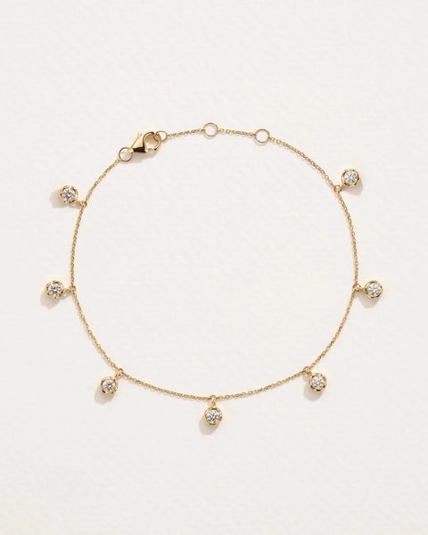 Molten Droplet Anklet by Pamela Love – Anklets in #product_material# (#product_color#).  molten-bezel-station-droplet-anklet-gold-diamond-white