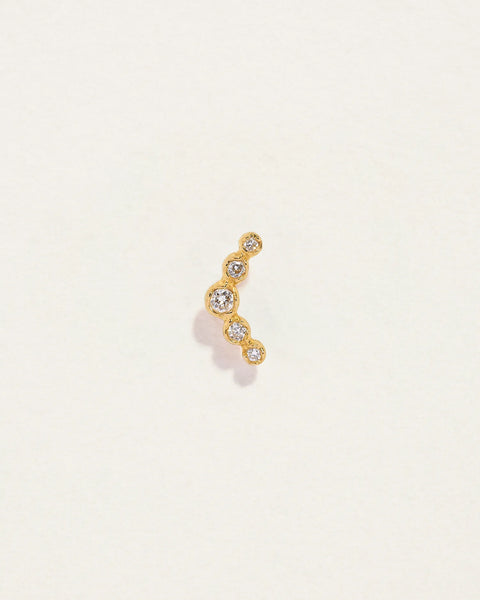 Molten Crescent Stud by Pamela Love – Piercing in #product_material# (#product_color#).  molten-crescent-stud-diamond