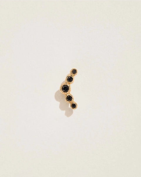 Molten Crescent Stud by Pamela Love – Piercing in #product_material# (#product_color#).  molten-crescent-stud-gold-diamond-black