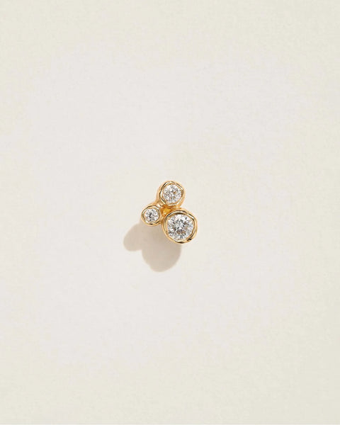 Molten Trio Stud by Pamela Love – Piercing in #product_material# (#product_color#).  molten-trio-stud-gold-diamond-white
