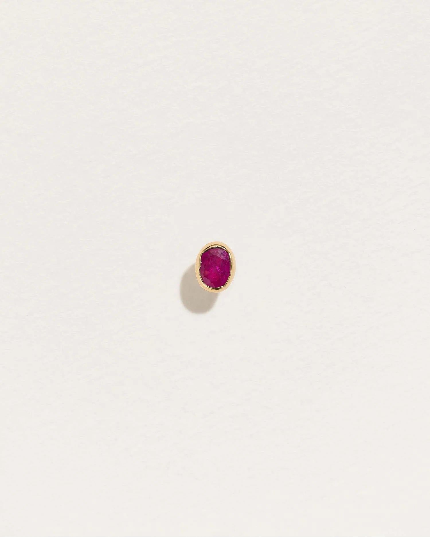 Nugget Stud by Pamela Love – Piercing in #product_material# (#product_color#).  nugget-stud-gold-ruby-red