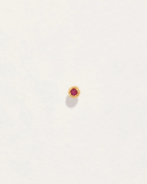 Petite Nugget Stud by Pamela Love – Piercing in #product_material# (#product_color#).  petite-ruby-nugget-gold-ruby-red