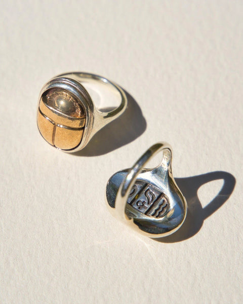 Scarab Signet Ring by Pamela Love – Ring in #product_material# (#product_color#).  scarab-signet-ring-silver-brass