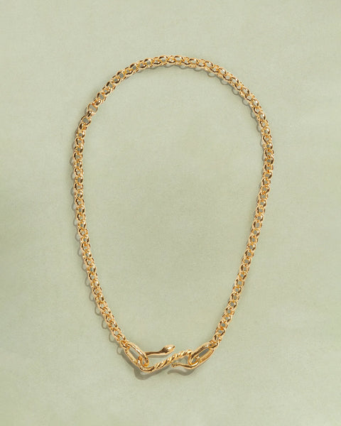 Serpent Chain by Pamela Love – Necklaces in #product_material# (#product_color#).  snake-hook-chain-necklace-gold-plate