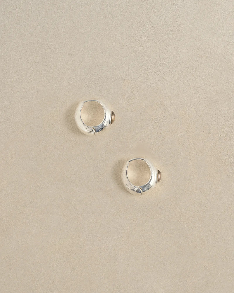Tapered Stone Hoop by Pamela Love – Earrings in #product_material# (#product_color#). 