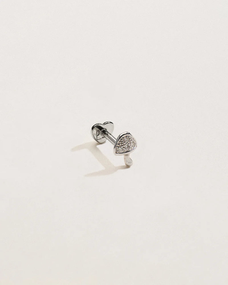 Tiny Pavé Mushroom Stud by Pamela Love – Piercing in #product_material# (#product_color#). 