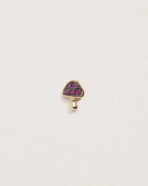 Tiny Pavé Mushroom Stud by Pamela Love – Piercing in #product_material# (#product_color#). 