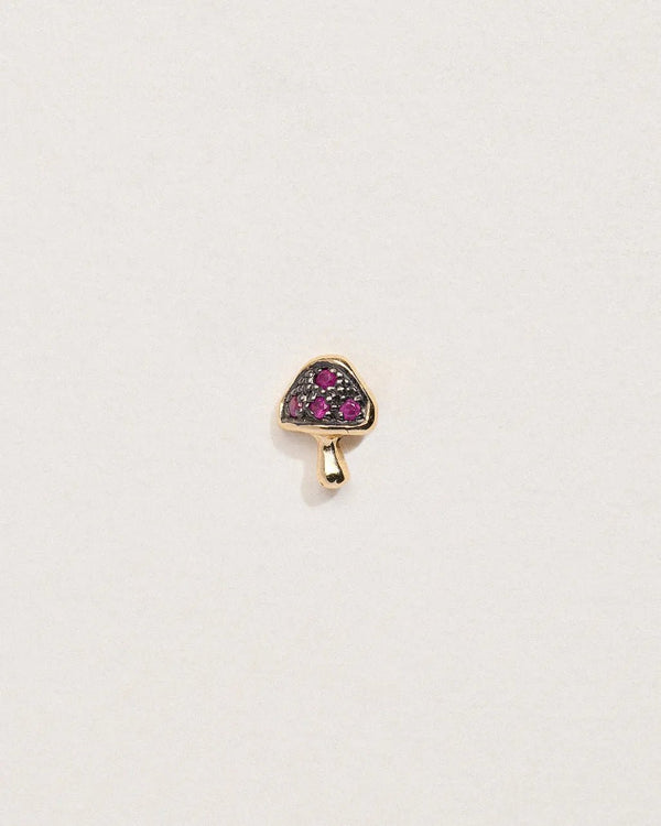 Tiny Pavé Mushroom Stud by Pamela Love – Piercing in #product_material# (#product_color#). 
