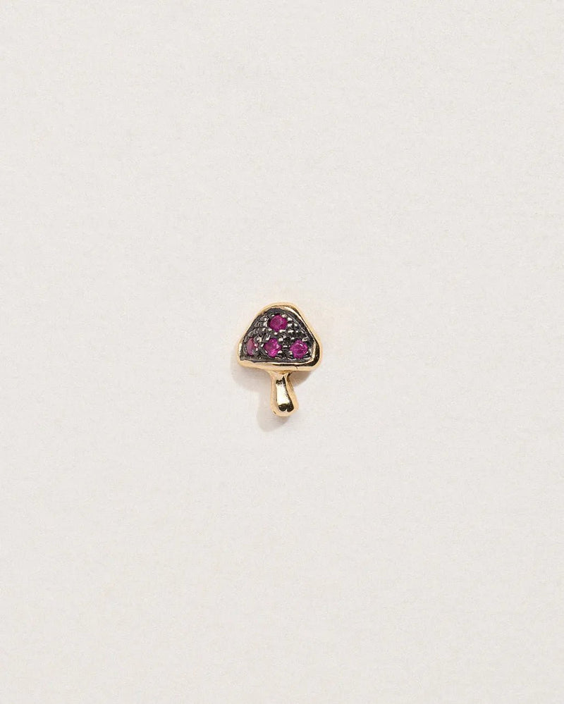 Tiny Pavé Mushroom Stud by Pamela Love – Piercing in #product_material# (#product_color#). 