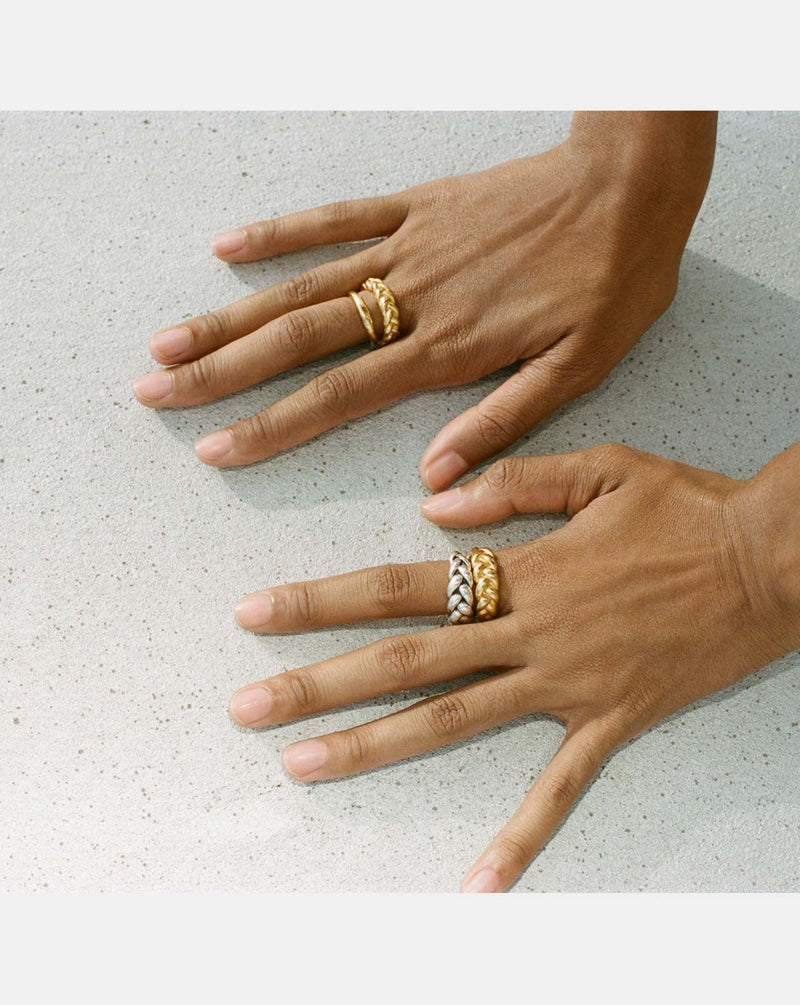 braided rings on the models hands