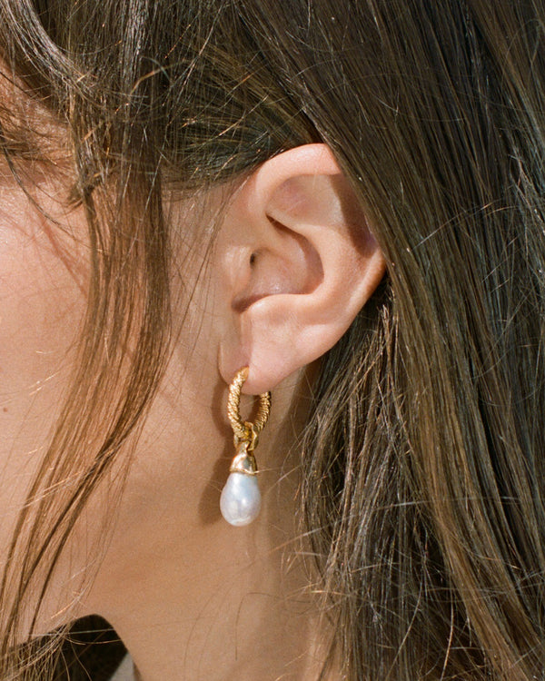 hoop earrings with pearl drops