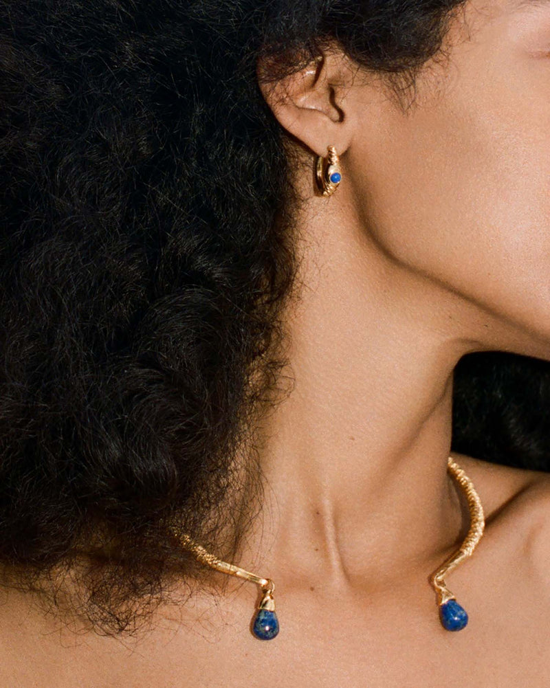 lapis lazuli droplet collar necklace
