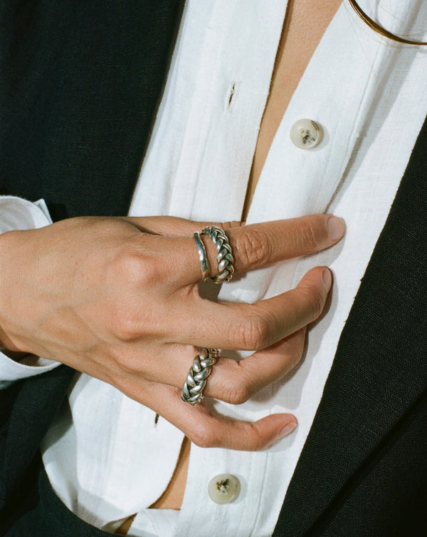 silver braided rings