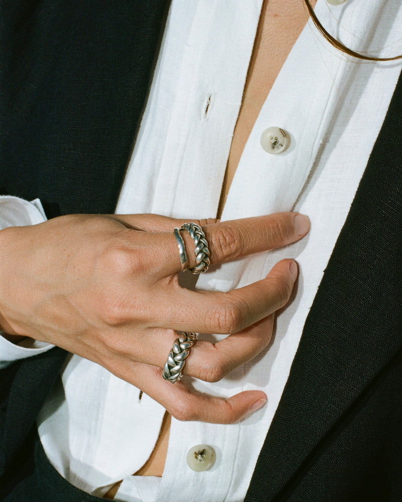 silver braided rings