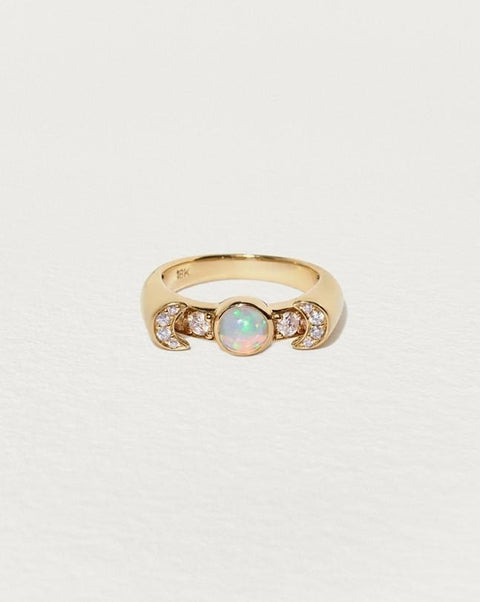 luna ring with opal and diamonds