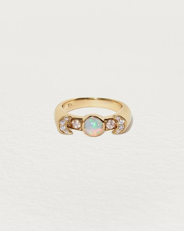 luna ring with opal and diamonds