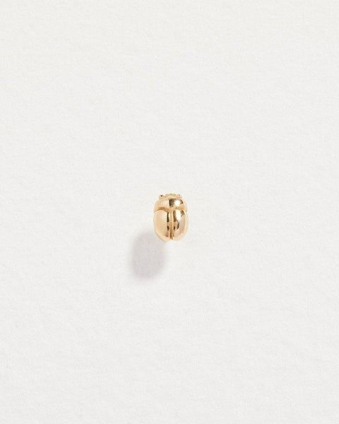 scarab stud earring with 14k yellow gold