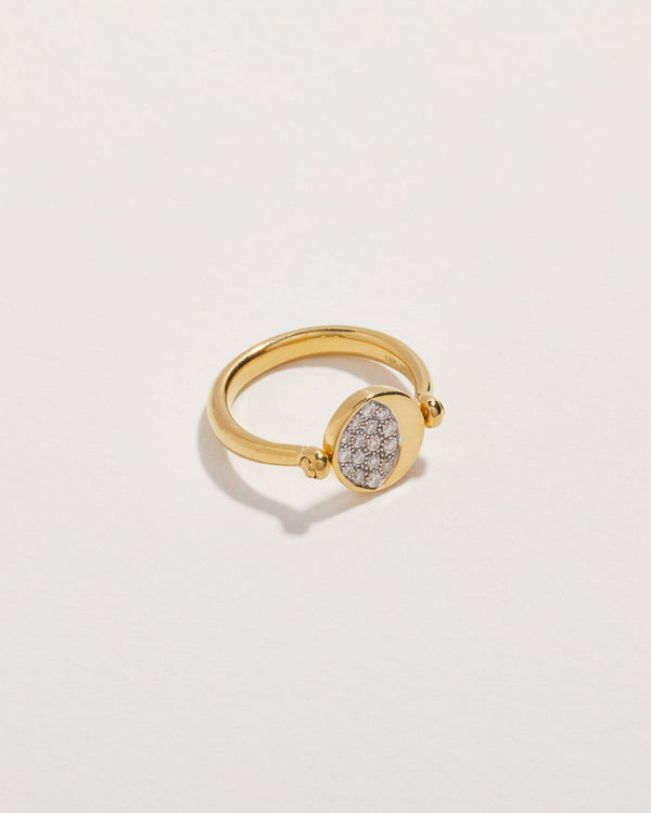 moon phase ring with diamonds and gold