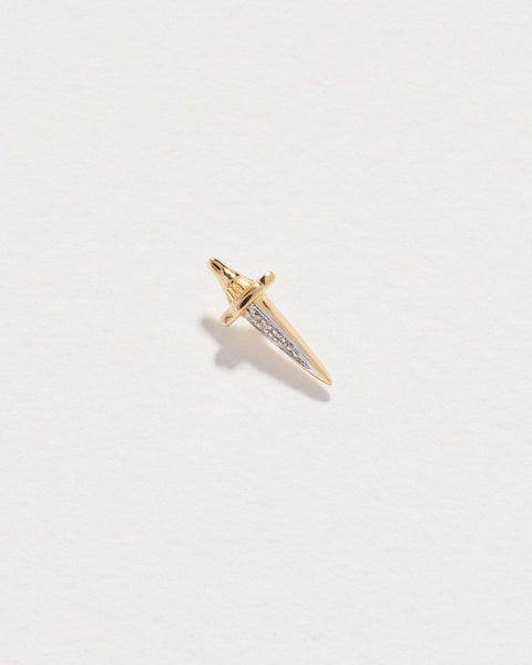 dagger stud earring with diamonds