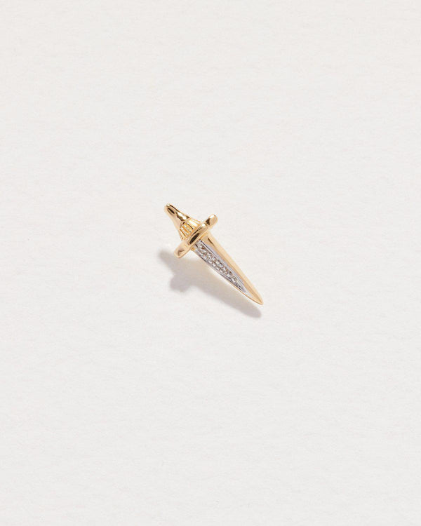 dagger stud earring with diamonds
