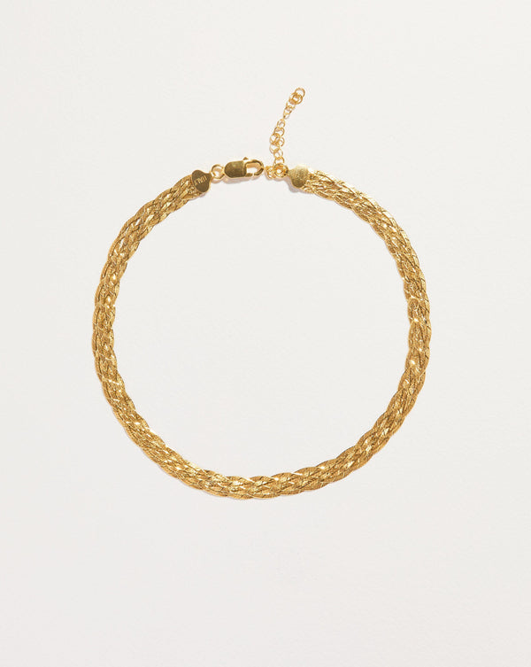 gold plate herringbone chain necklace