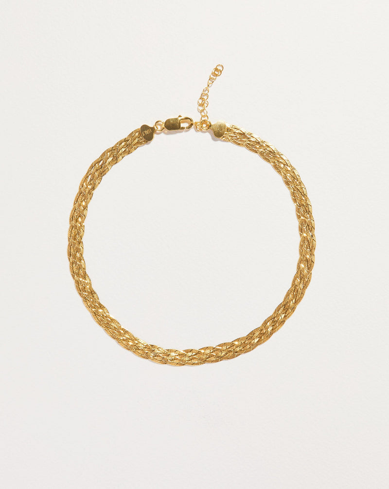 Thick gold herringbone necklace hot sale