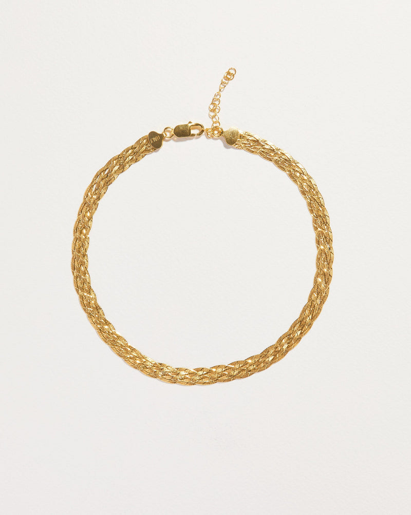 gold plate herringbone chain necklace