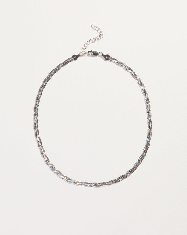silver herringbone chain necklace