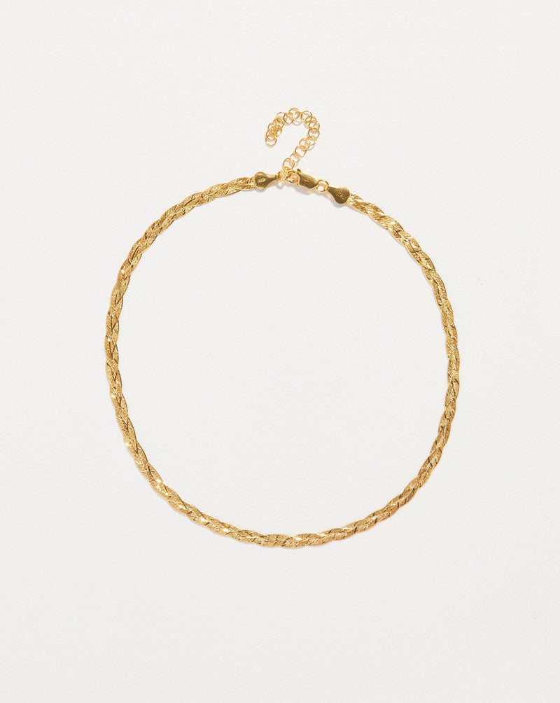 10k Yellow Gold Light Braided Herringbone Necklace - AU1445A | JTV.com