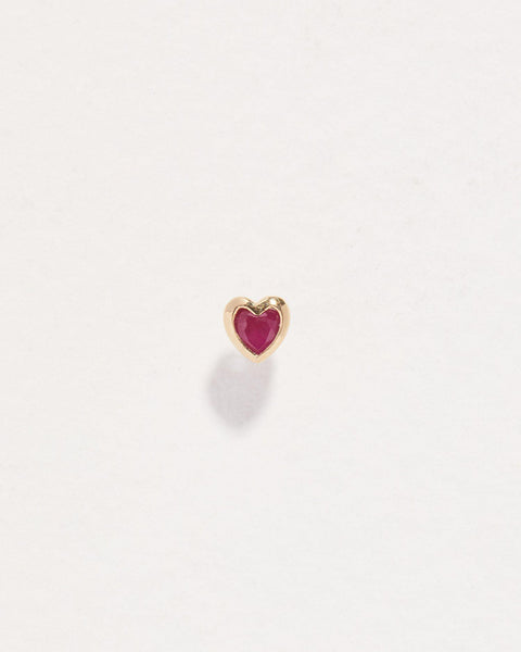 ruby heart stud earring