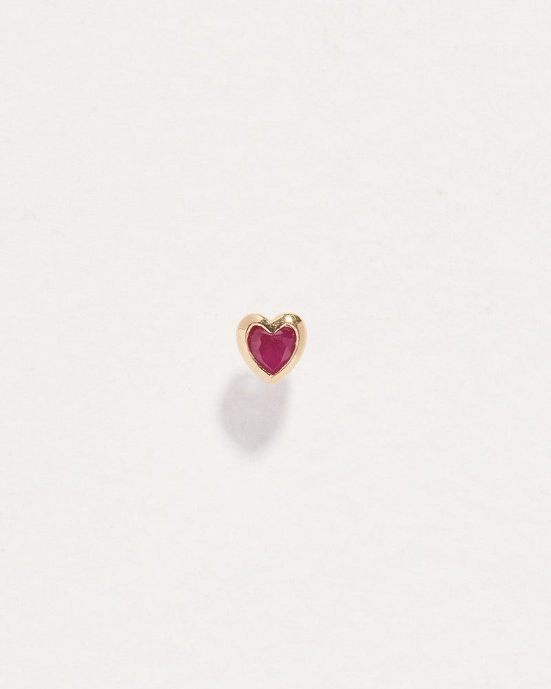 ruby heart stud earring
