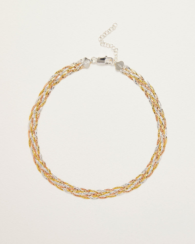tricolor thick braided chain necklace