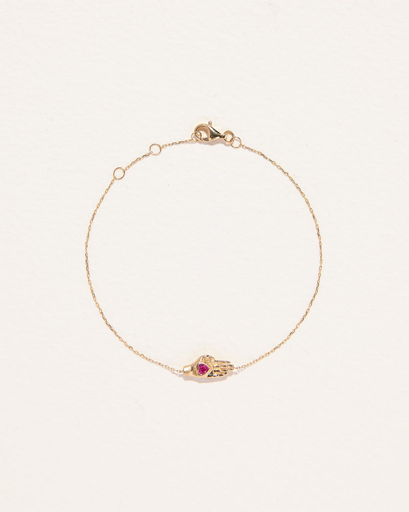 Ruby Heart In Hand Bracelet Pamela Love