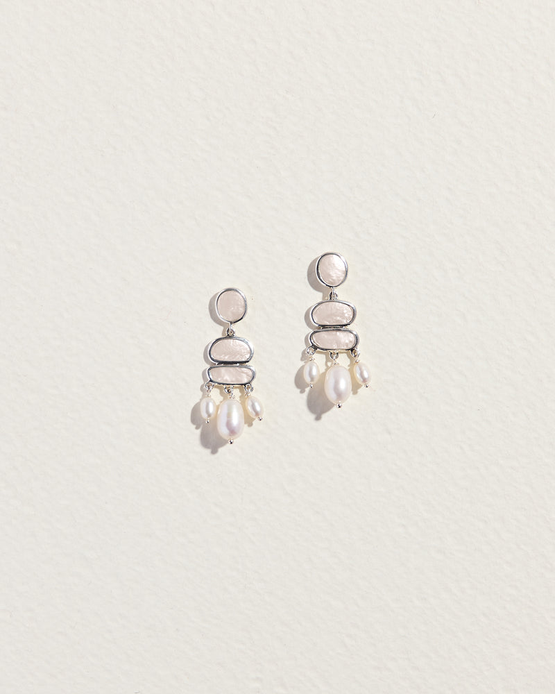 althea silver drop earrings with baroque pearls