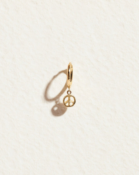 peace sign huggie earring