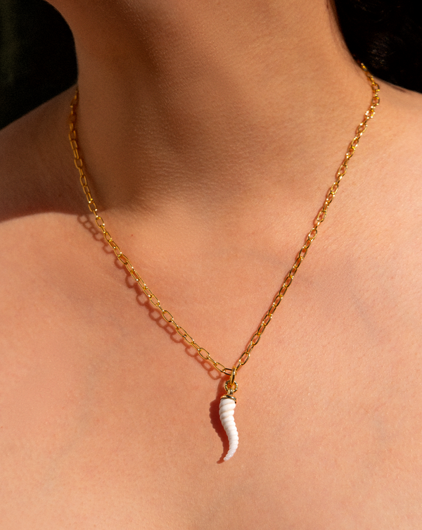 white horn pendant necklace
