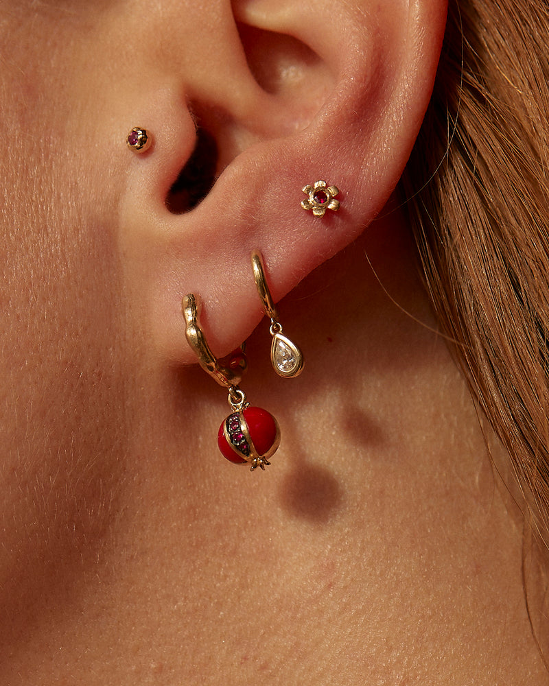ruby pomegranate earring by pamela love