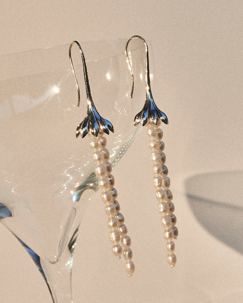 anemone drop earrings with pearls