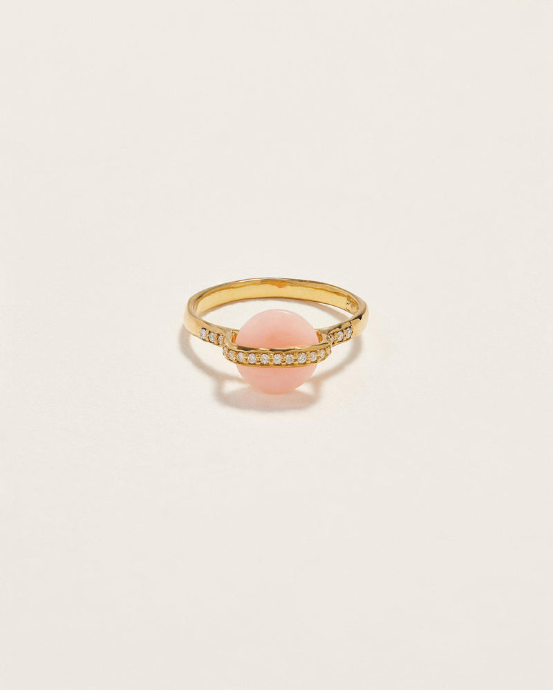 pink opal saturn ring