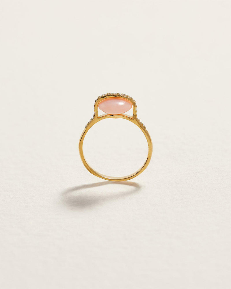 gold pink opal saturn ring
