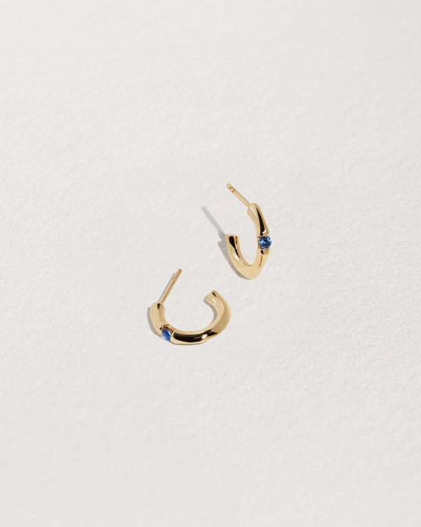 gold hoop earrings with sapphire