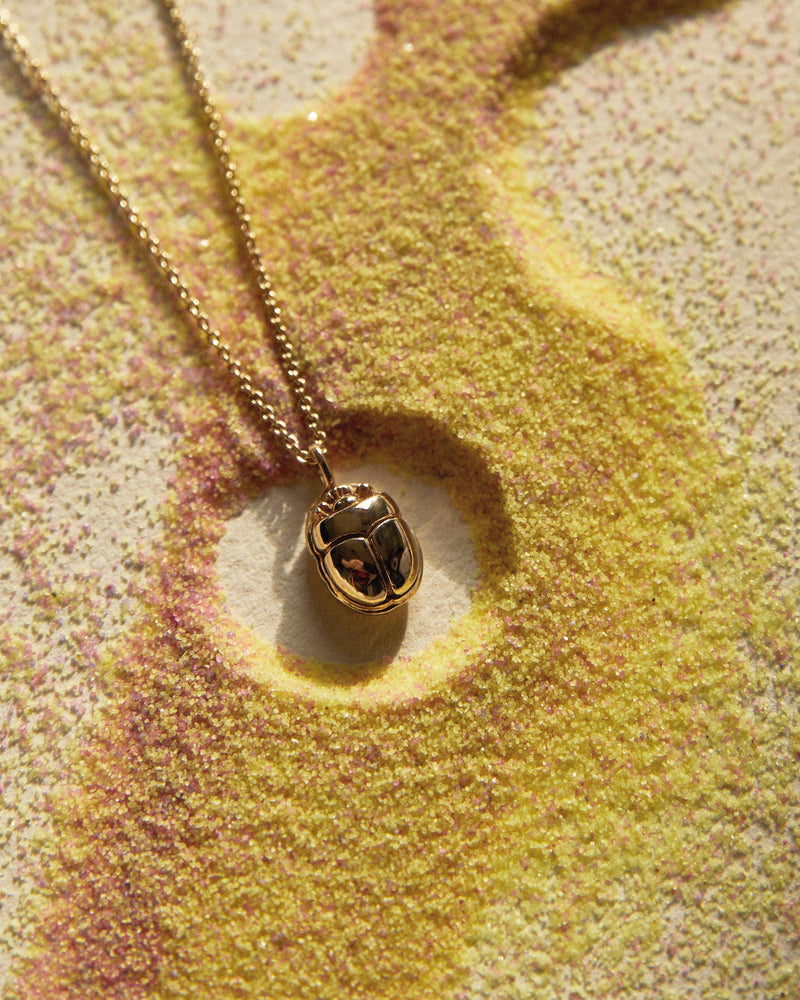 14k gold scarab pendant