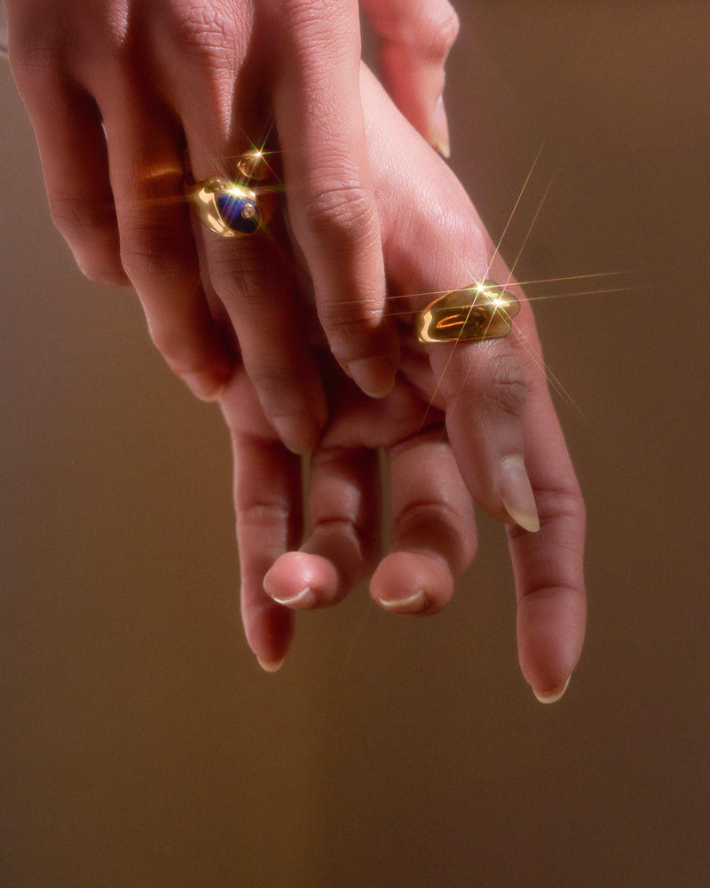gold dome rings on the model