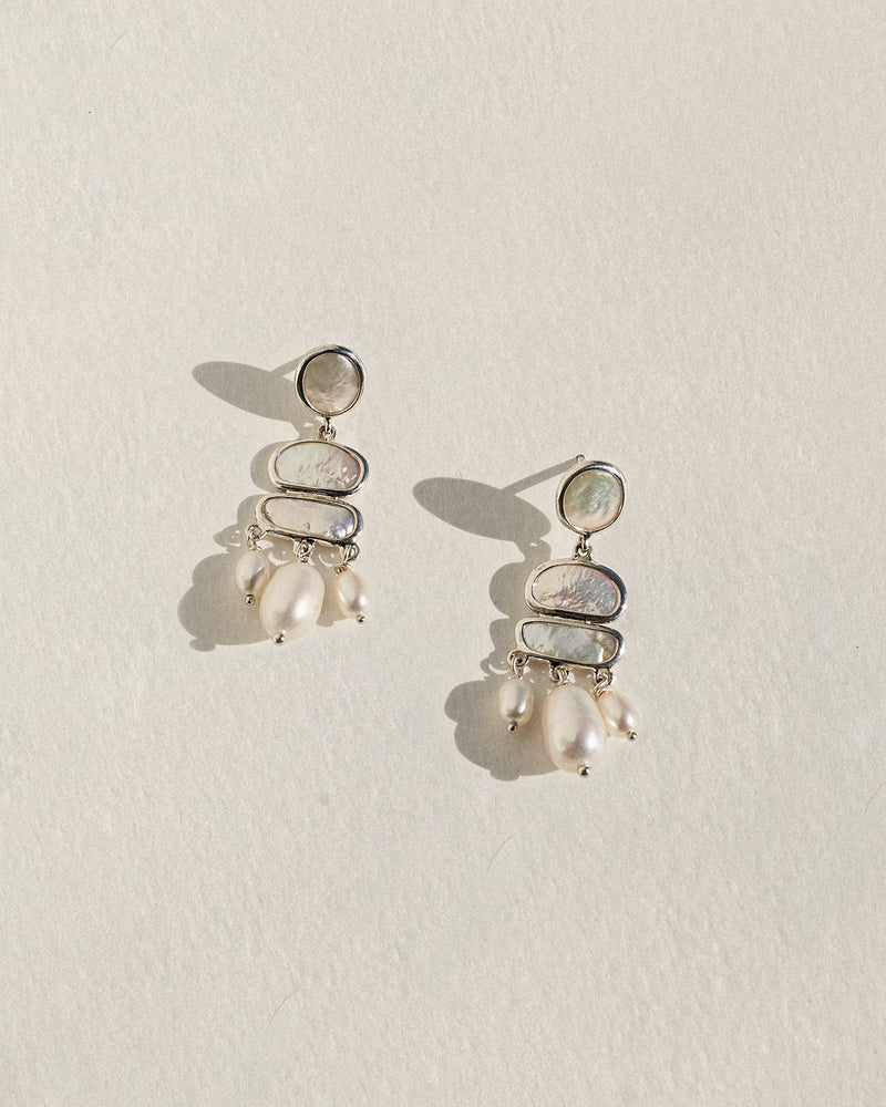 silver drop earrings with baroque pearls