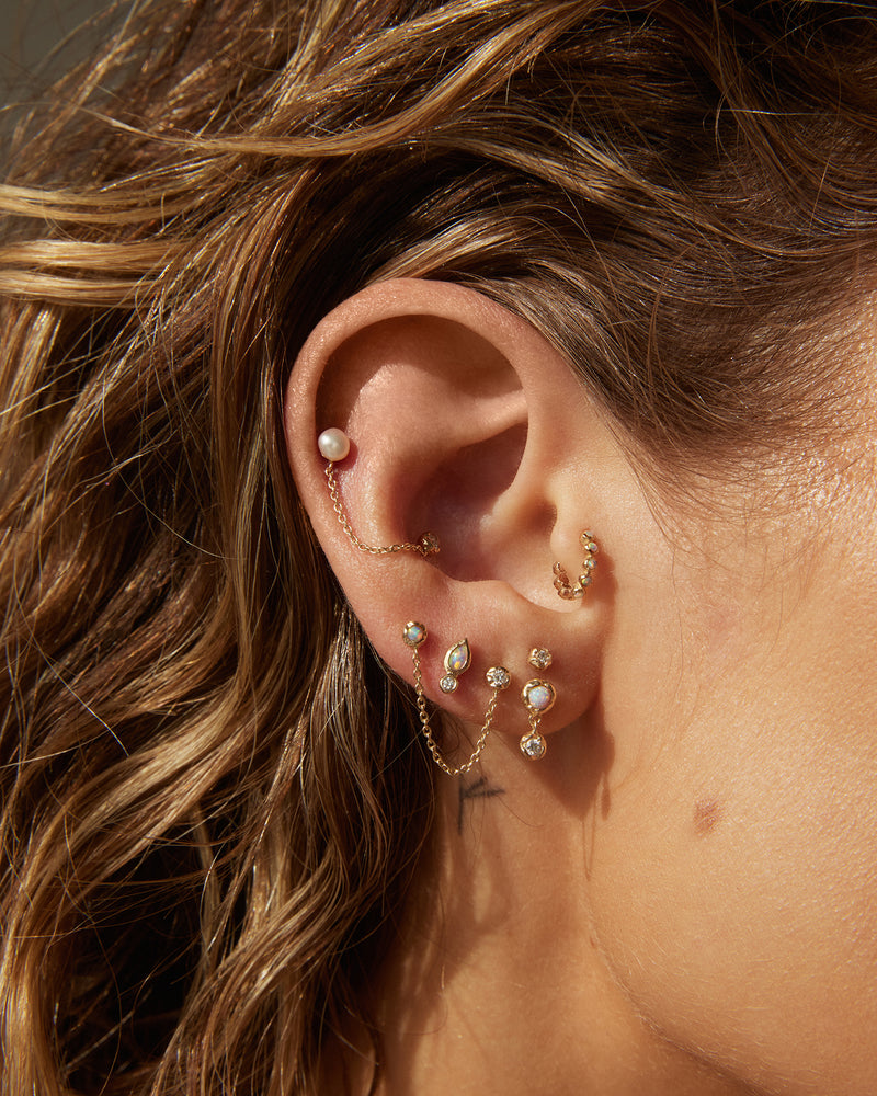 gold chain stud earring