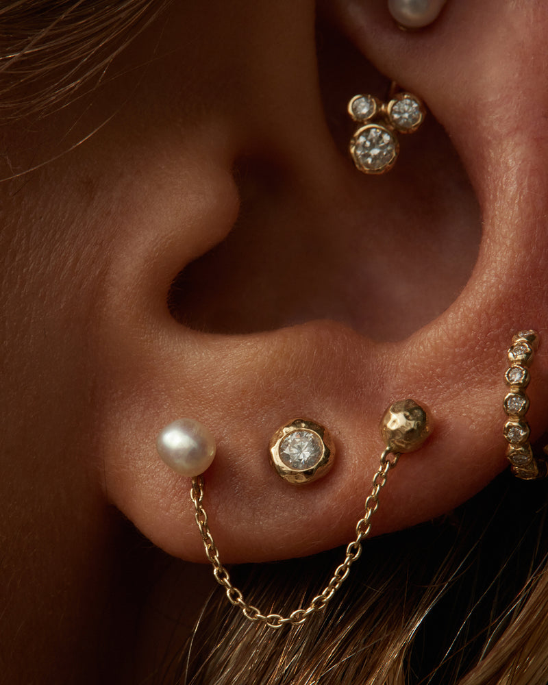 5.5m gold molten stud earring with diamond