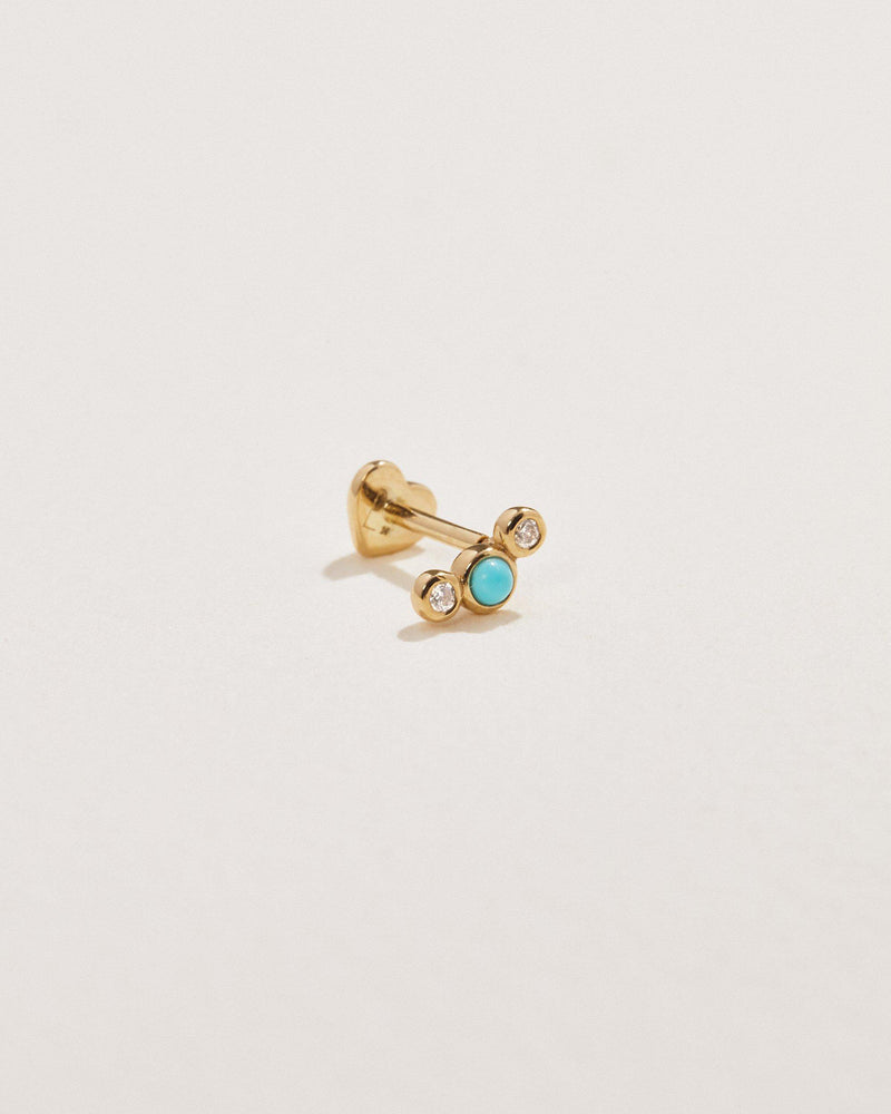 turquoise and diamonds stud earring