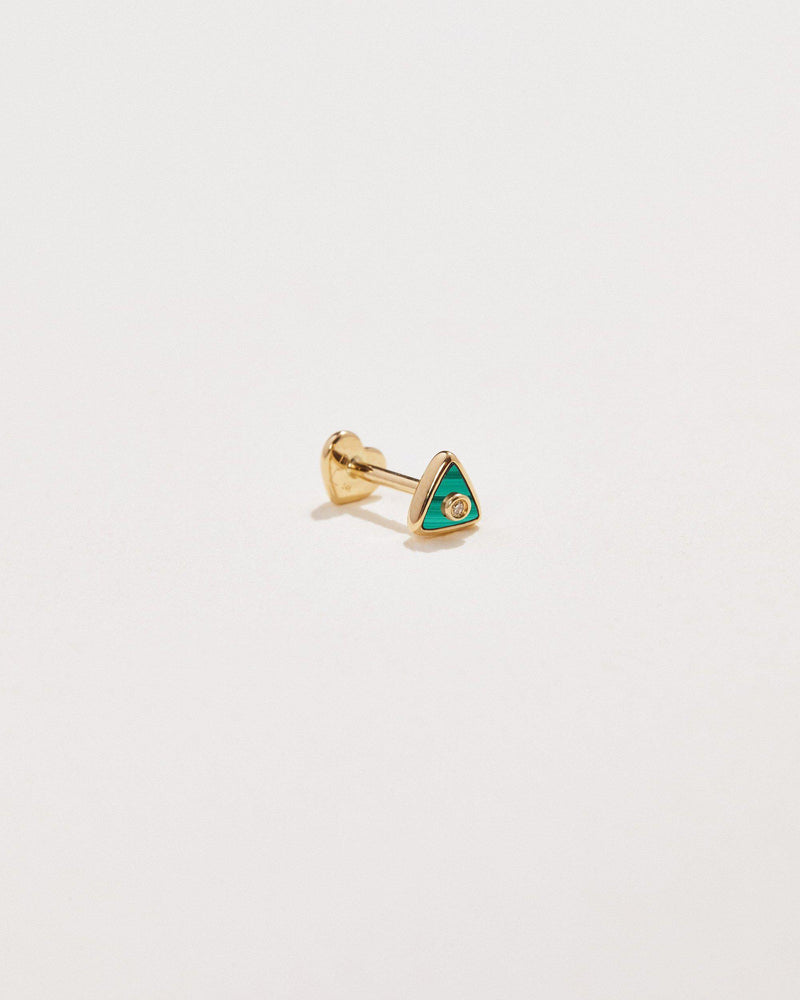 malachite triangle diamond stud earring